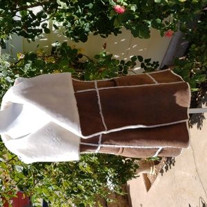 Rebecca Elliot, long, faux swede vest, brown, medium